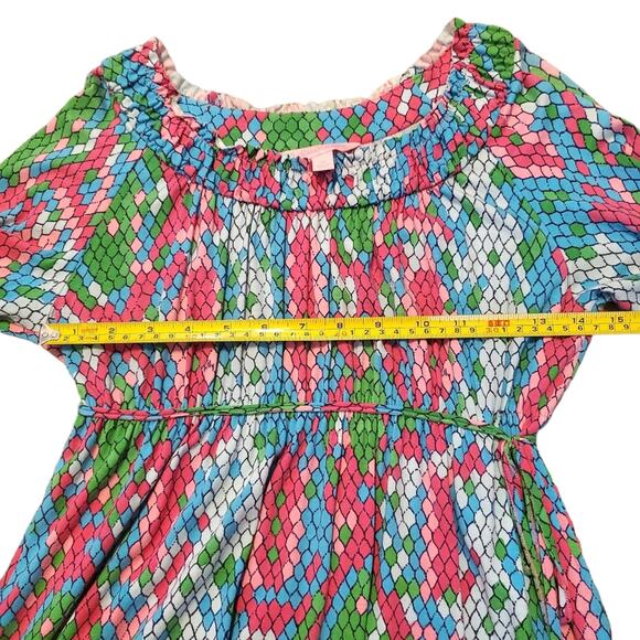 LILLY PULITZER 'SHOW ME SOME SKIN' PRINT 3/4 LENGTH SLEEVES TUNIC TOP PINK BLUE - Picture 15 of 16